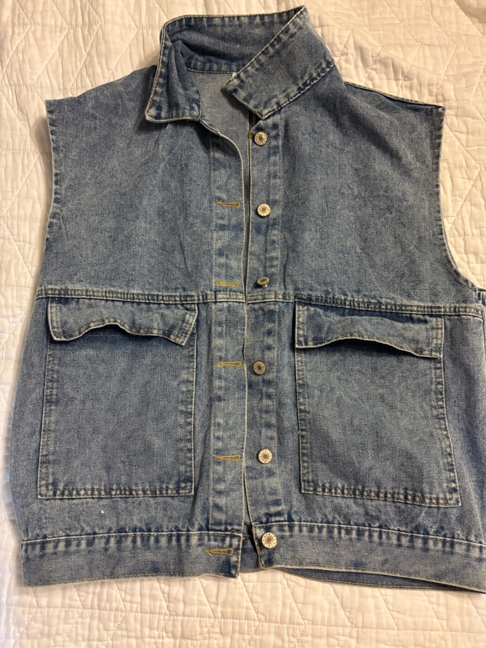 Sleeveless Denim Vest in Light Blue